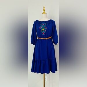 Blue Embroidered women Dress